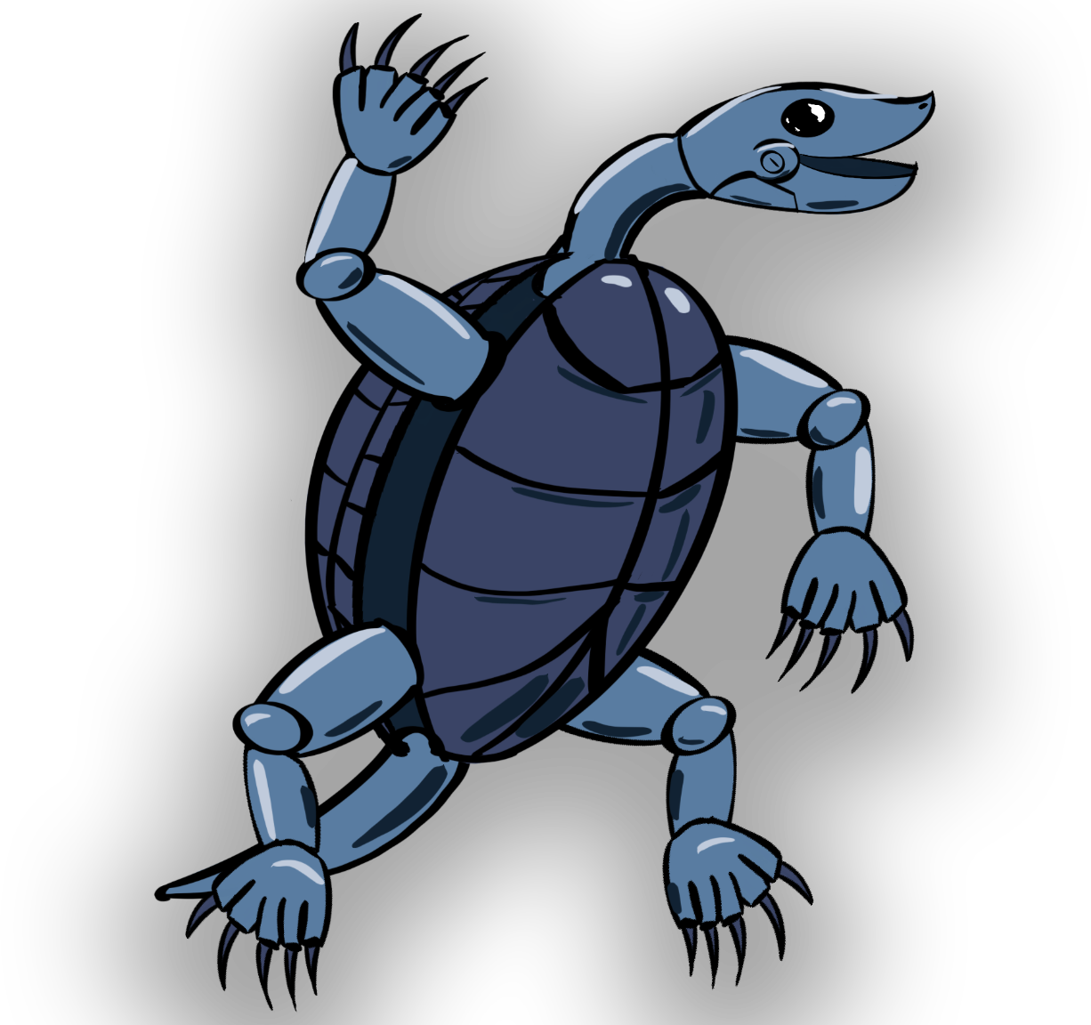 construct turtle studio logo - looks like a robot turtle mascot